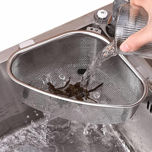 Kitchen Sink Drain Basket Triangle Shape Stainless Steel