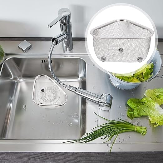 Kitchen Sink Drain Basket Triangle Shape Stainless Steel