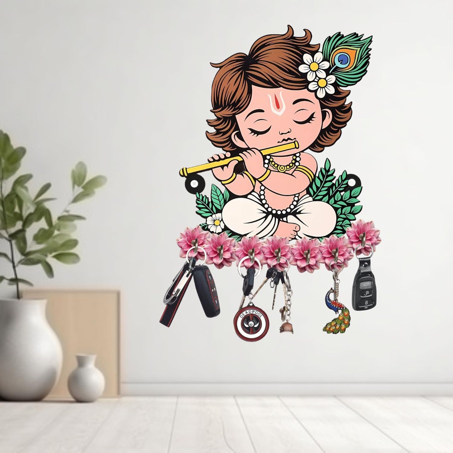 Krishna Wooden Keys Hanger